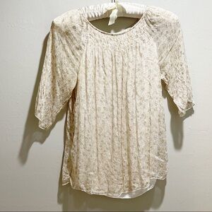 GIUSY Women’s Ivory Floral Silk Chiffon Top